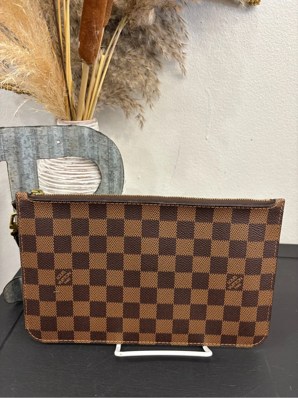 Louis Vuitton Brown Damier Wristlet Pouchette COA